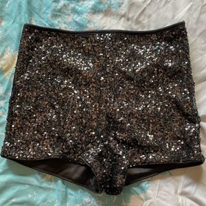 Dark gray sequin shorts
